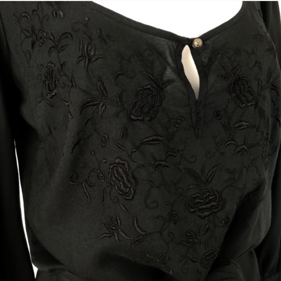 Lucky Brand Black Floral Embroidered Mini Dress - Picture 6 of 11